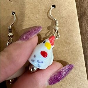🐓 Cute Ceramic Chicken Shaped Earrings 🐓